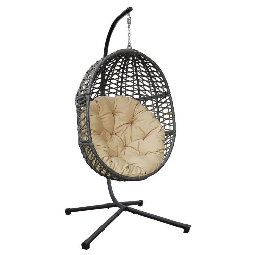 Wicker Hanging Swing Chair; Rattan Hanging Egg Chair with Durable Stand and Waterproof Cushion for Outdoor Garden or Indoor Living Room Wicker Hanging Swing Chair; Rattan Hanging Egg Chair with Durable Stand and Waterproof Cushion for Outdoor Garden or Indoor Living Room